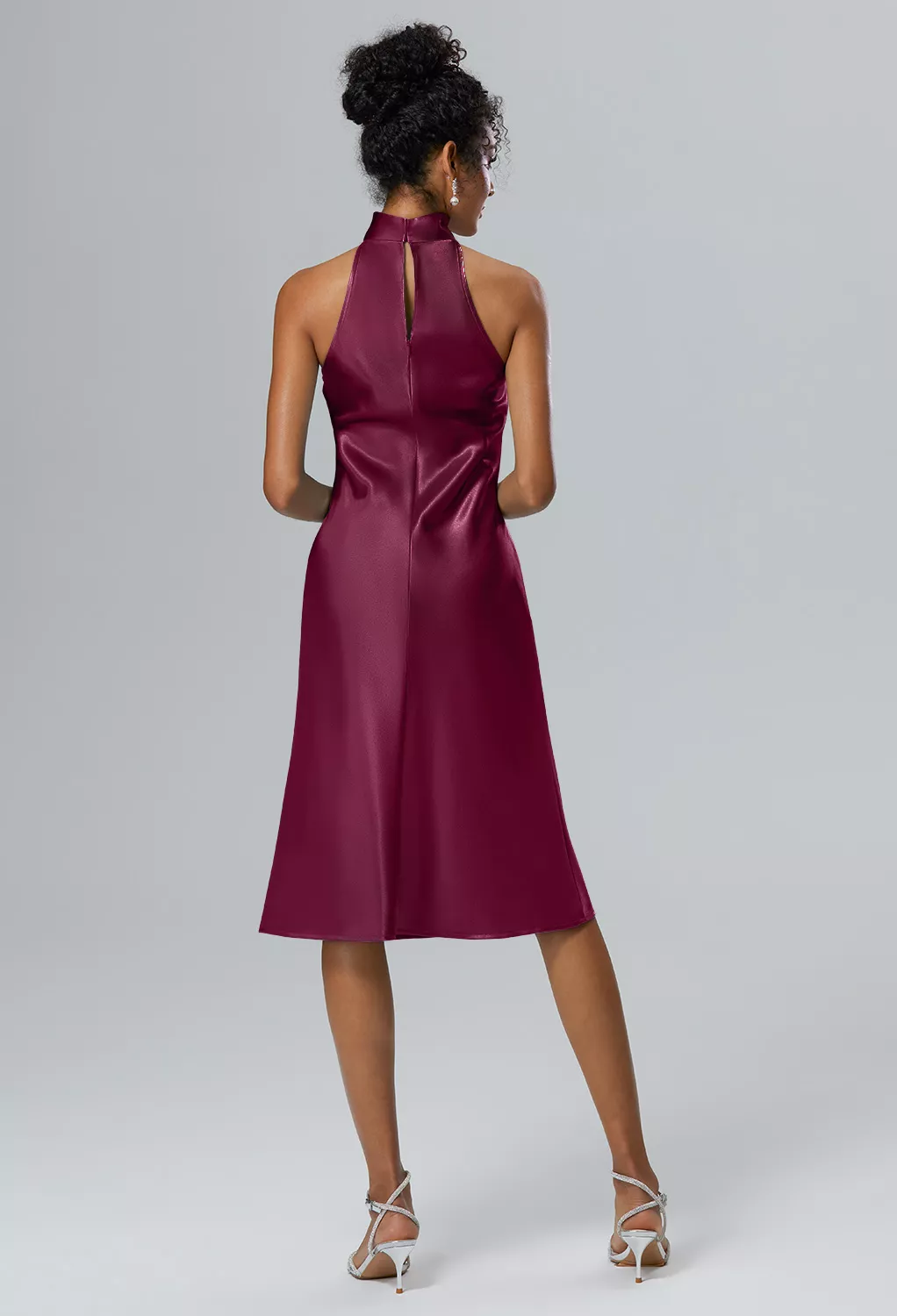 AW Mujigea Burgundy  Cocktail Wedding Guest Dresses